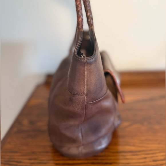 Vintage Fossil Western Brown Leather Braided Handle with Heart Logo Concho - Picture 8 of 12